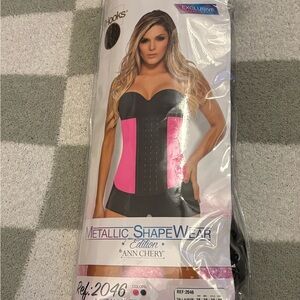 Ann Chery Black and Hot Pink Metallic Shapewear Waist Trainer